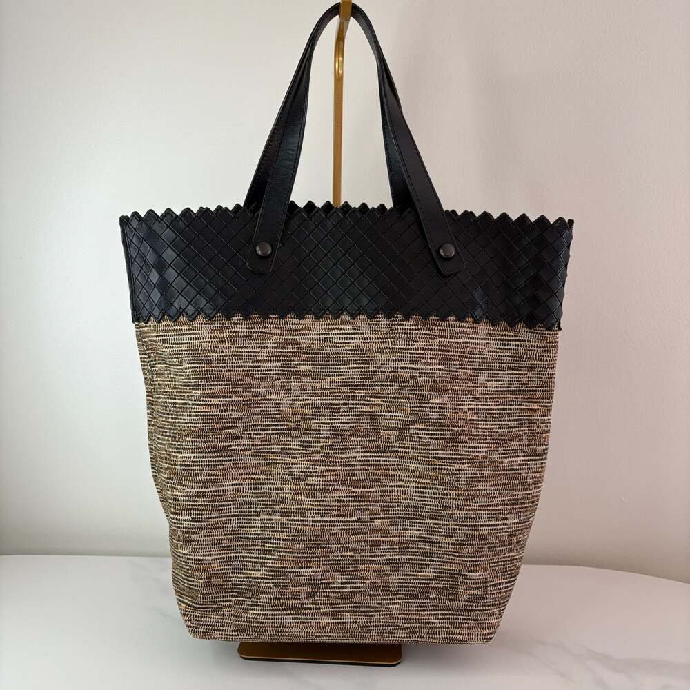 Bottega Veneta Intrecciato Leather and Canvas Tote Bag
